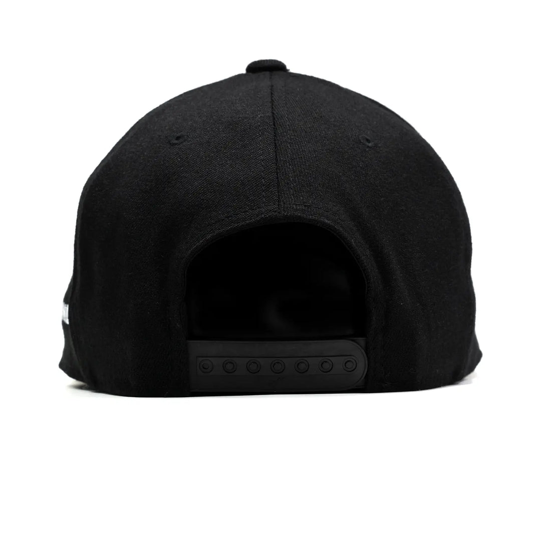 Baseline Boss Bandit black pickleball hat rear view. Sports cap displaying snapback closure and back design.
