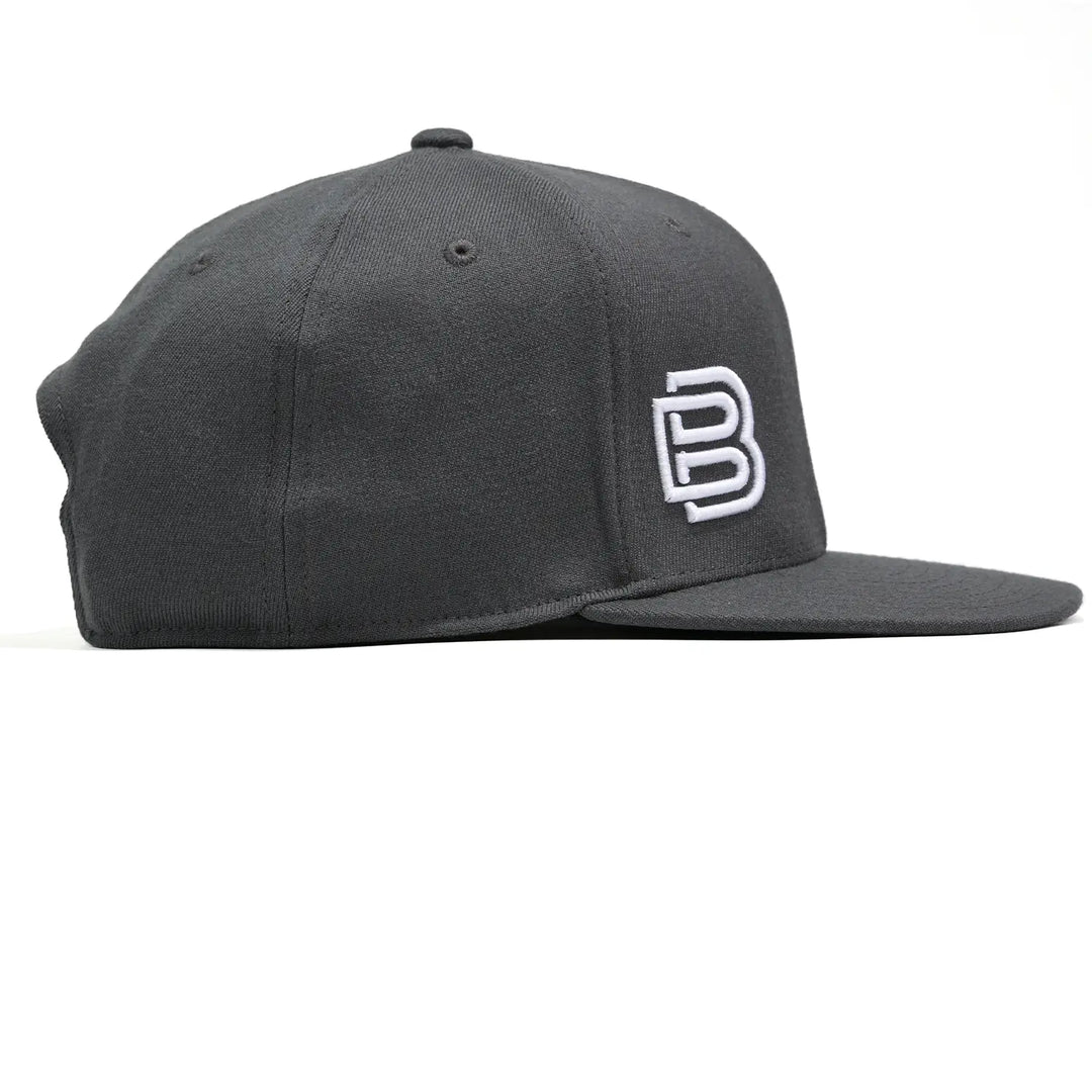 Baseline Boss Bandit gray pickleball hat left profile. Snapback design with side panel and logo visible.