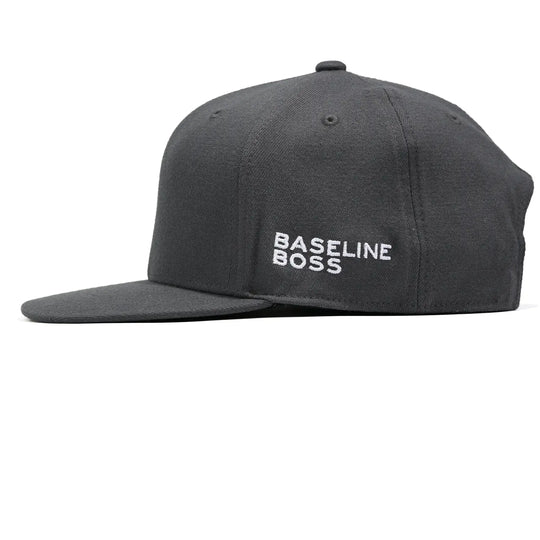 Baseline Boss Bandit gray pickleball hat right view. Athletic cap showing adjustable closure and side detailing.