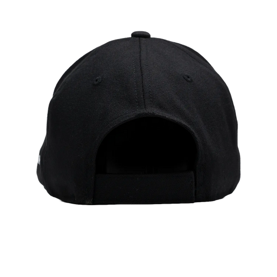 Baseline Boss Elite black pickleball hat rear view. Sports cap displaying adjustable closure and back design.